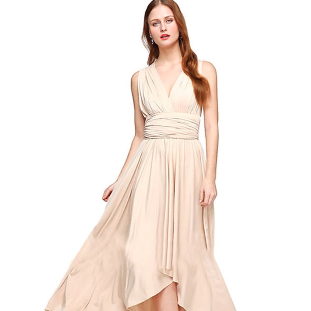Back cross tie Irregular hemmed  dress